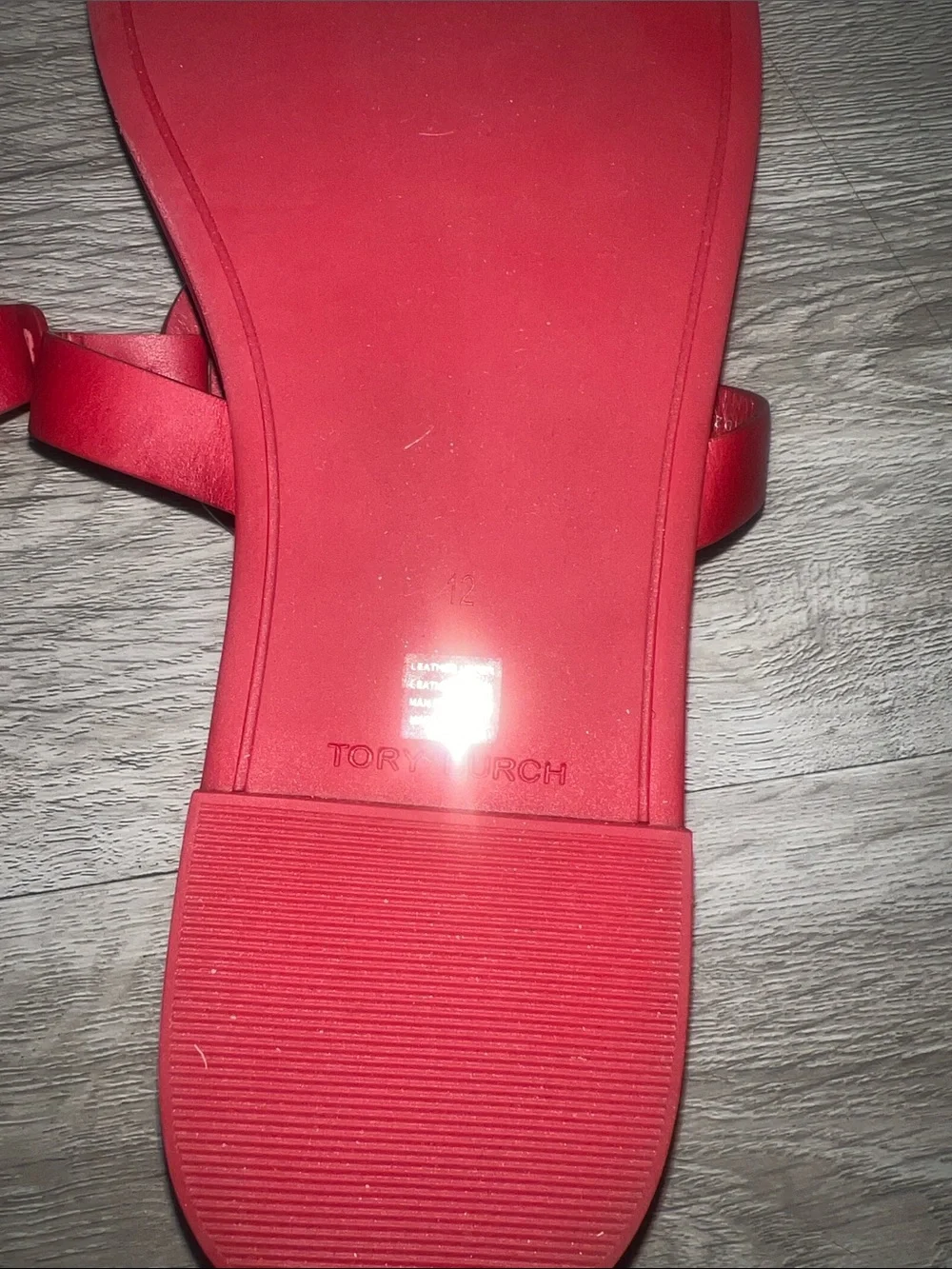 Tory Burch Miller Soft Calf Leather Sandals Sz 12 Red summer Luxe Resort Chic
